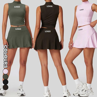 Conjunto Deportivo de 2 Piezas para Mujer, Shorts de Tenis Transpirables de Secado Rápido con Cintura Elástica para Verano, Gimnasio, Running y Ejercicio