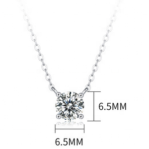 Collier pendentif solitaire rond en zircone cubique, couleur argent, 6.5MM, pierre unique, chaîne de cou simple et délicate, bijoux élégants - Product Image 2