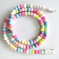 Câble de charge rapide et de transfert de données Micro USB Type-C coloré avec gaine en PVC pour ordinateur, Android et iPhone - Design bracelet perlé