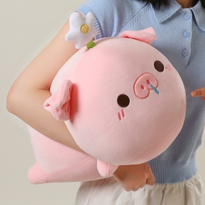 Peluche cochon rose OEM ODM, coussin rond doux en forme de cochon pour la décoration intérieure, cadeaux pour enfants et confort de sommeil - Product Image 2