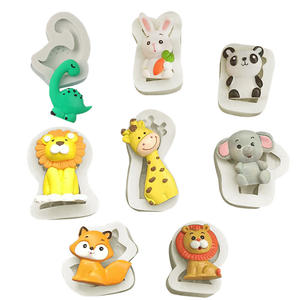 Moule en silicone pour <span class=keywords><strong>animaux</strong></span> de la forêt, 1 pièce 2D, lion, éléphant, lapin, panda, fondant, pâte à <span class=keywords><strong>sucre</strong></span>, décoration, vente de moules en silicone - Product Image 4