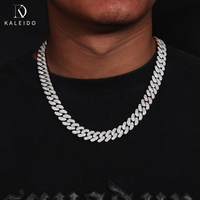 Collier pour femme en laiton plaqué or Kaleido, style hip-hop, chaîne cubaine à deux rangs avec diamants sertis, 12 mm, chaîne cubaine tendance