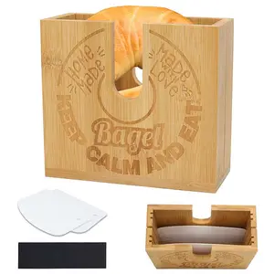Silicone non slip pads Secure wooden bagel holders bagel slicer bread slicer for homemade bread