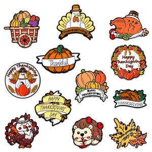 Benutzer definierte Herbst Kürbis Türkei Blatt Party Anstecknadeln Herbst Ernte Thanksgiving Souvenir Emaille Abzeichen Marke Saisonale Metall Geschenke - Product Image 1