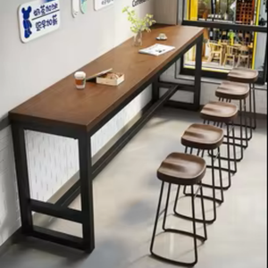 طاولة بار خشبية عتيقة الطراز للعائلة، طويلة للشرفة، تُثبت على الحائط، للنوافذ، تُصنع حسب الطلب، صناعة صينية - Product Image 1