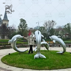 BLVE stile europeo decorazione esterna in metallo statua animale di grandi dimensioni in acciaio inox mare Mew scultura - Product Image 6