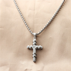 Men's Titanium Steel <b>Cross</b> Pendant Necklace Geometric Design Everyday Wear 12004 - Product Image 1