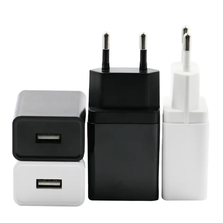 Chargeur mural noir blanc ignifuge pour PC 2A EU US Plug USB Charger 5V 2.1A 10W Mobile Phone Charger