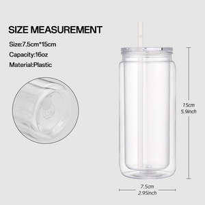 Snowglobe Tumbler dengan lubang bor 16 oz salju akrilik bola dunia Tumbler cangkir dinding ganda cangkir plastik bening dengan tutup dan sedotan - Product Image 6