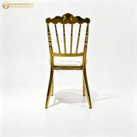 Chaise Chiavari Napoléon de luxe élégante, empilable, en métal doré sculpté, avec dossier électroplaqué et rembourrée, pour mariages et événements