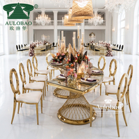 Tables de mariage incurvées de luxe en forme de S de la marque AULOBAO, finition miroir, base dorée
