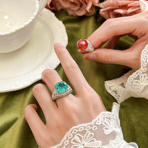 Bijoux de mode écologiques en cuivre, coupe rose, 12 mm, zircone cubique rouge orangé, bagues élégantes pour femmes, port quotidien raffiné - Product Image 6