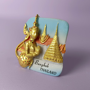 Aimant de réfrigérateur <span class=keywords><strong>Bouddha</strong></span> thaïlandais en résine dorée 3D, aimant de réfrigérateur, souvenir de Thaïlande, décoration de la maison et de la cuisine, cadeau - Product Image 2