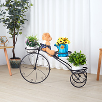 3-Tier Vélo Plante Stand Fer Tricycle Fleur Pot Titulaire Maison Jardin Patio Décor