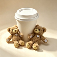 Vente en gros d'ours en peluche miniatures personnalisés, mignons et de style dessin animé, pour accessoires de tasse à café, pailles et breloques de sac à dos