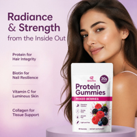 Qbioflex OEM/ODM Gummies Protéinés Végétaliens pour Cheveux Lisses, Suppléments Protéinés HALAL pour Adultes
