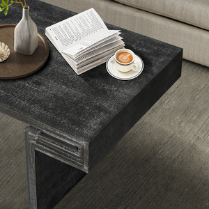 American Vintage Industrial Coffee <b>Table</b> Reclaimed Wood Rectangular Double Tier Rustic Design - Product Image 2