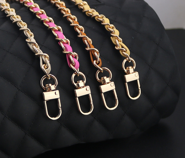 120CM Durable Metal & PU Leather Bag Chain Strap - Adjustable Purse Chain, Stylish Replacement Strap for Crossbody Handbags