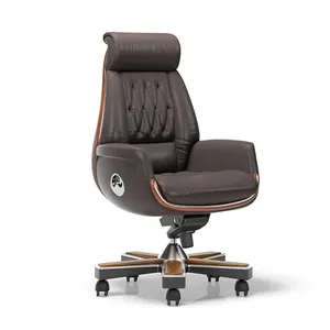 Calidad Premium de cuero genuino jefe silla giratoria de cuero