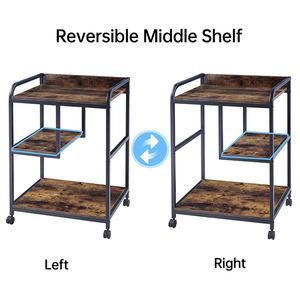 รถเข็นเครื่องพิมพ์ JH-Mech แข็งแรง ทนทาน ขนาด 23.6 x 10.6 x 18.9 นิ้ว สีน้ำตาลสไตล์เรโทร สำหรับสำนักงาน ทำจากเหล็ก - Product Image 2