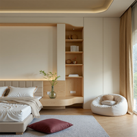 Ensemble de meubles de chambre à coucher en bois au design contemporain et personnalisable pour la maison et l'hôtellerie, comprenant une armoire et une table de chevet, lavable