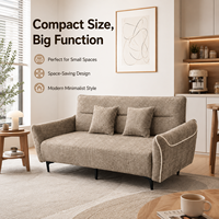 Sofá Cama Convertible Moderno de Lujo 3 en 1, Ahorro de Espacio, Diseño de Autor, Fácil Conversión, Color Taupe, Mueble para Hogar u Oficina