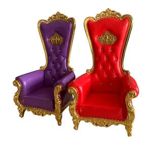批发白色婚礼木制王座椅，国王和王后王座椅奢华