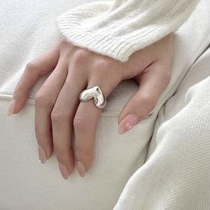 S925 Sterling Silver Heart Shaped <b>Open</b> <b>Ring</b> For Women Everyday Wear Jewelry - Product Image 1