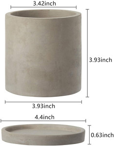 4-Inch Gray Unglazed Cement Succulent Planter Pots Concrete Cactus Planter Mini Plant Pot Flower Pots with Drainage Hole