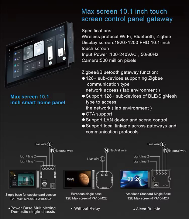 TYSH 10.1" Smart Home Control Tuya Central Control Switch Panel With ...