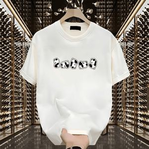 T-shirt da <span class=keywords><strong>uomo</strong></span> estiva 2025, nuova collezione, di tendenza, casual, in cotone, a maniche corte, <span class=keywords><strong>bianca</strong></span>, con tessuto lavorato a maglia da 240 grammi - Product Image 3