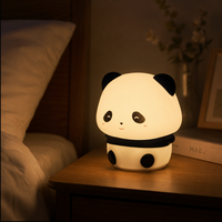 Veilleuse en silicone Panda mignon, rechargeable, à commande tactile, RGB, lampe de chevet pour enfants, lumière de sommeil pour chambre d'enfant, à intensité variable, avec minuterie