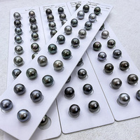 Muses Jewels - Grande réduction - Perles de Tahiti noires naturelles - Perles d'eau de mer - 9 mm-12 mm - Paire assortie pour la fabrication de bijoux - Perlas Naturales