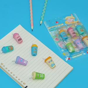 Ensemble de gommes 3D à la mode, fabrication personnalisée, vente chaude, gommes à crayon créatives en forme de tasse à bulles, 6 pièces/paquet, gommes colorées pour enfants - Product Image 6