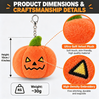 Peluche citrouille d'Halloween douce de 4 pouces, porte-clés Jack O'Lantern, prix pour machine de jeu d'arcade de centre commercial, directement de l'usine