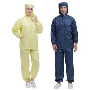 Traje <span class=keywords><strong>de</strong></span> <span class=keywords><strong>trabajo</strong></span> <span class=keywords><strong>de</strong></span> sala limpia lavable y sin polvo dividido Antiestático <span class=keywords><strong>de</strong></span> Poliéster a rayas con capucha Ropa ESD - Product Image 3