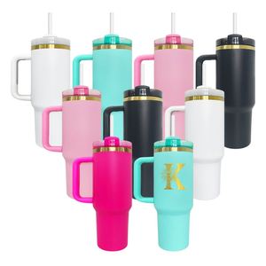 Vasos Personalizados con Logotipo H2.0, Recubiertos en Polvo, de 40 oz, Holográficos, Chapados en Oro, con Asa para Grabar - Product Image 1