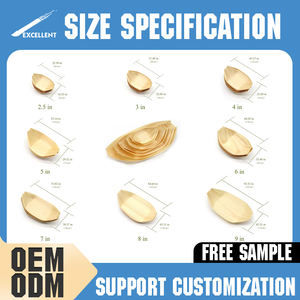 Bateau à <span class=keywords><strong>sushi</strong></span> à feuilles en bois jetables Récipient de nourriture naturelle Plateau de service à <span class=keywords><strong>sushi</strong></span> - Product Image 2