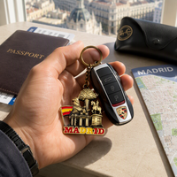 Porte-clés souvenir de voyage Madrid en alliage de zinc, pendentif ours enlacant un arbre en relief, cadeau vintage
