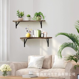 Modern Chinese Style Wooden Wall <b>Shelf</b> Carbonized Paulownia Wood Corner <b>Rack</b> Iron Wood Combination Display Storage <b>Rack</b> - Product Image 4