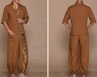 Ensemble de blouses de travail unisexes pour spa thaïlandais, salon de beauté, hôtel, pour femmes et hommes, en polyester, haut de massage, chemise, veste