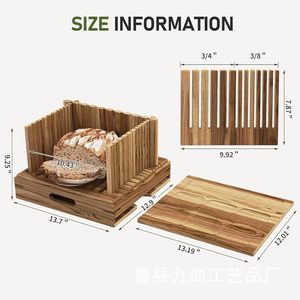 Nine Bends Wooden <b>Bread</b> Slicer With Storage Tray Natural Wood Color Kitchen <b>Bread</b> <b>Cutter</b> For Baking Tools - Product Image 4