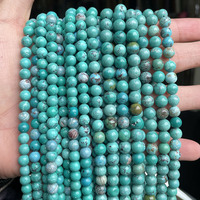 Perles de Pierres Précieuses en Turquoise Véritable Naturelle du Hubei de Haute Qualité, 6 mm pour la Fabrication de Bijoux DIY, 38 cm