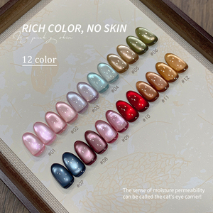 Venta al por mayor 12g 12 colores Glitter Glass Beads Cat Eye Gel Polish Start Set Galaxy Cat Eye Magnetic Gel Polish - Product Image 5