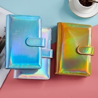 Porte-documents en cuir PU avec paillettes, classeur à 6 anneaux, couverture de carnet, organiseur d'argent pour portefeuille budgétaire