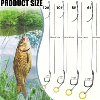 Hameçons de pêche de style européen anti-morsure à barbelures avec anneau en caoutchouc et ligne solide pour montages de feeder, pêche à la carpe et lancer de leurres