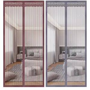 New Design Summer Magnetic Mesh Automatic Screen Door Anti Mosquito Door Net Curtain With Full Frame Hook Loop And Top Lace