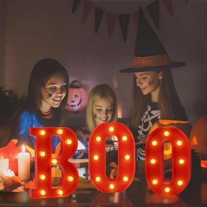 ไฟตกแต่งฮาโลวีน พลาสติก LED ตัวอักษรเรืองแสง BOO ป้ายปาร์ตี้สุดหลอน ไฟประดับตกแต่งสำหรับเทศกาล ใช้พลังงานจากแบตเตอรี่ - Product Image 6