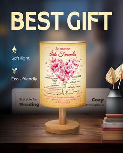 Lampe de table personnalisée avec base en bois, abat-jour en tissu, lumière de lecture LED pour chevet, cadeau pour chambre à coucher - Product Image 6
