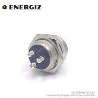 Conector Circular de Aviación EnerGiz Electronics Serie M16 GX16 de 3 Pines, Macho, para Panel, Terminación por Soldadura, Aleación de Zinc y Níquel